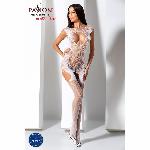 Ажурний бодістокінг з панчохами Passion BS082 white - мініатюра 2