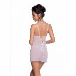 Сорочка з вирізами на грудях, стрінги Passion LOVELIA CHEMISE L/XL, white - мініатюра 2