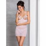 Сорочка з вирізами на грудях, стрінги Passion LOVELIA CHEMISE S/M, white - мініатюра 3