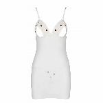 Сорочка з вирізами на грудях, стрінги Passion LOVELIA CHEMISE XXL/XXXL, white - мініатюра 5