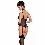 Корсет з підв'язками, стрінги Passion LOVELIA CORSET L/XL, black - мініатюра 2