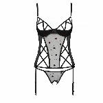 Корсет з підв'язками, стрінги Passion LOVELIA CORSET S/M, black - мініатюра 5