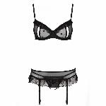 Сексуальний комплект з поясом для панчіх Passion LOVELIA SET L/XL, black - мініатюра 5