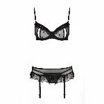 Сексуальний комплект з поясом для панчіх Passion LOVELIA SET S/M, black - мініатюра 5