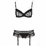 Сексуальний комплект з поясом для панчіх Passion LOVELIA SET XXL/XXXL, black - мініатюра 5