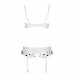 Сексуальний комплект з поясом для панчіх Passion LOVELIA SET S/M, white - мініатюра 6