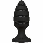 Анальний плаг зі спіральним каналом Doc Johnson Platinum Premium Silicone — The Blast — Black - мініатюра 1