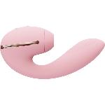 Вакуумний вібратор KISSTOY Tina Mini Pink, вагінально-кліторальний - мініатюра 1