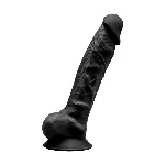 Фалоімітатор SilexD Tomas Black (MODEL 1 size 9in), двошаровий, силікон + Silexpan, діаметр 4,9см - мініатюра 1