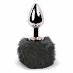 Анальна пробка FeelzToys - Bunny Tails Butt Plug Black - мініатюра 1