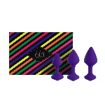 Набір силіконових анальних пробок FeelzToys - Bibi Butt Plug Set 3 pcs Purple - мініатюра 1
