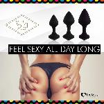 Набір силіконових анальних пробок FeelzToys - Bibi Butt Plug Set 3 pcs Black - мініатюра 3