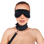 Набір нашийник з повідцем та маска Art of Sex – Soft Touch Light, чорний - мініатюра 1
