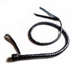 Батіг з рукояттю, натуральна шкіра, колір чорний,  довжина - 120 см - мініатюра 3