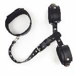 Фіксатори для шиї та рук Art of Sex - Bondage Set з натуральної шкіри, колір чорний - мініатюра 7