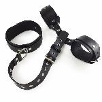 Фіксатори для шиї та рук Art of Sex - Bondage Set з натуральної шкіри, колір чорний - мініатюра 4