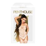 Бодістокінг з імітацією панчіх на підв’язках Penthouse - Eye of The Storm White XL - мініатюра 2