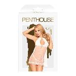 Комплект сорочка у стилі 60-х та трусики з доступом Penthouse - Libido Boost White L/XL - мініатюра 4