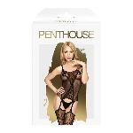 Бодістокінг із силуетним малюнком та імітацією підв'язок Penthouse - Miss Curvy Black XL - мініатюра 3
