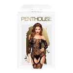Бодістокінг з відкритими плечима та флористично-геометричним орнаментом Penthouse - Top-Notch Black - мініатюра 3
