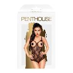 Боді з відкритими грудьми та спиною Penthouse - Turned On Black S/M - мініатюра 3