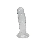 Прозорий фалоімітатор Alive Jelly Dildo Majestic, TPE, присоска, діаметр 3,7 см, довжина 14,7 см - мініатюра 1