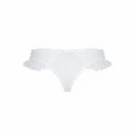 Трусики в горошок, з рюшами та шнурівкою Passion FATIN THONG L/XL, white - мініатюра 2