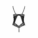 Боді з еко-шкіри та мережива Passion LOONA BODY S/M, black - мініатюра 3