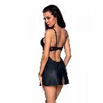 Бебі-дол з еко-шкіри та мережива Passion LOONA CHEMISE L/XL, black - мініатюра 7