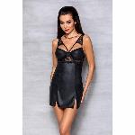 Бебі-дол з еко-шкіри та мережива Passion LOONA CHEMISE L/XL, black - мініатюра 6