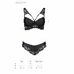 Комплект з еко-шкіри та мережива Passion LOONA SET XXL/XXXL, black, бра і трусики - мініатюра 2