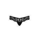 Мереживні трусики-танга з атласним бантиком Passion NAJA THONG XXL/XXXL, black - мініатюра 3