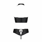 Комплект з еко-шкіри Passion NANCY BIKINI S/M, black, бра та трусики з імітацією шнурівки - мініатюра 5
