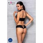 Комплект з еко-шкіри Passion NANCY BIKINI XXL/XXXL, black, бра та трусики з імітацією шнурівки - мініатюра 5