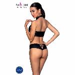 Комплект з еко-шкіри Passion NANCY BIKINI XXL/XXXL, black, бра та трусики з імітацією шнурівки - мініатюра 7