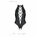 Боді з еко-шкіри з імітацією шнурівки та відкритим доступом Passion NANCY BODY L/XL, black - мініатюра 2