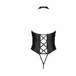 Боді з еко-шкіри з імітацією шнурівки та відкритим доступом Passion NANCY BODY XXL/XXXL, black - мініатюра 3