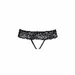 Мереживні стрінги з доступом Passion SENIA THONG L/XL, black - мініатюра 3