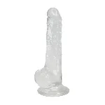 Прозорий фалоімітатор Alive Jelly Dildo Lusty, ТПЕ, присоска, діаметр 3,2см, довжина 18см - мініатюра 1
