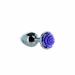 Металева анальна пробка Lux Active з трояндою - Rose Anal Plug - Purple, віброкуля в подарунок - мініатюра 7