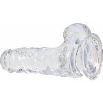 Прозорий фалоімітатор на присосці ADDICTION — Clear Dildo with Balls 6″, віброкуля в подарунок - мініатюра 5