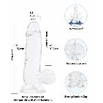 Прозорий фалоімітатор на присосці ADDICTION — Clear Dildo with Balls 6″, віброкуля в подарунок - мініатюра 4