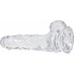 Прозорий фалоімітатор на присосці ADDICTION — Clear Dildo with Balls 7″, віброкуля в подарунок - мініатюра 4