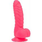 Ребристий фалоімітатор на присосці ADDICTION — Tom 7″ Dildo With Balls — Pink, віброкуля в подарунок - мініатюра 3