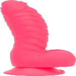 Ребристий фалоімітатор на присосці ADDICTION — Tom 7″ Dildo With Balls — Pink, віброкуля в подарунок - мініатюра 1
