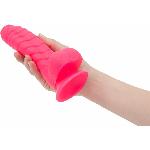 Ребристий фалоімітатор на присосці ADDICTION — Tom 7″ Dildo With Balls — Pink, віброкуля в подарунок - мініатюра 4