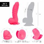 Ребристий фалоімітатор на присосці ADDICTION — Tom 7″ Dildo With Balls — Pink, віброкуля в подарунок - мініатюра 5