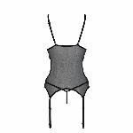 Корсет із підв’язками та ажурним ліфом Passion CHRISTA CORSET XXL/XXXL, black, стрінги в комплекті - мініатюра 4