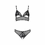 Комплект бралет з ажурним ліфом та відкритими трусиками Passion CHRISTA SET Open Bra XXL/XXXL black - мініатюра 5