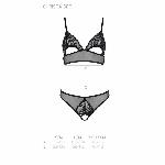 Комплект бралет з ажурним ліфом та відкритими трусиками Passion CHRISTA SET Open Bra XXL/XXXL black - мініатюра 3